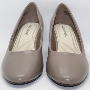 Easy Street Women Taupe Brown Round Toe Block Heel Pumps 31-8027 Size 9W